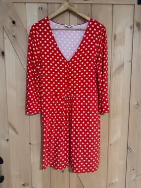 Boden | Scarlett Jersey Red White Star Burst Tunic Dress | Size 12